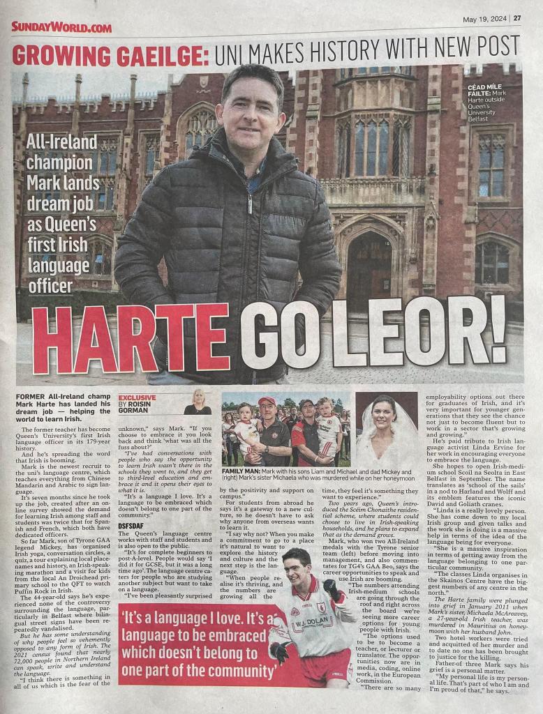 A very positive piece on what has been a very welcome development at @QUBelfast. Maith thú, Mark!