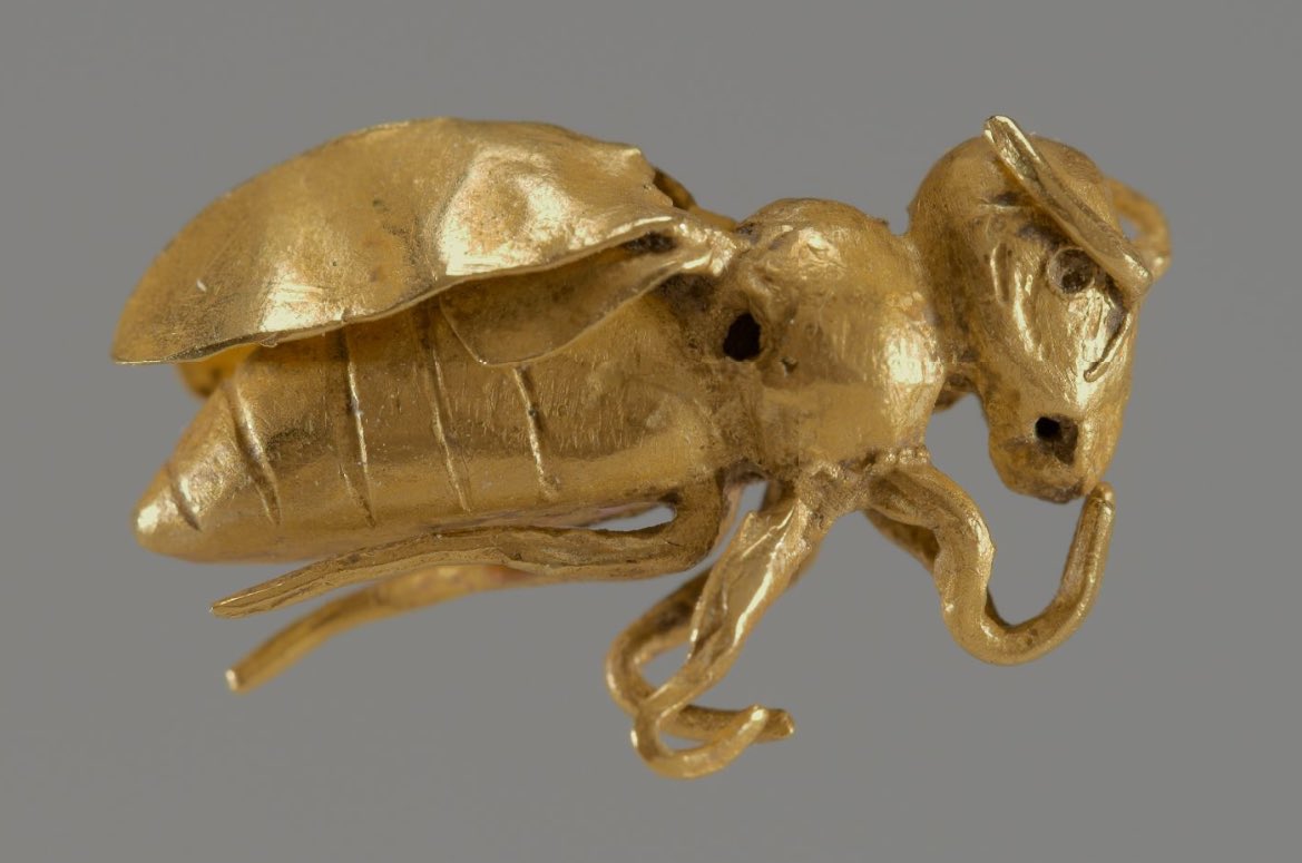 #WorldBeeDay We’re celebrating the amazingness of bees with this beautiful golden bee thought to date to the Hellenistic period of Greece. At only 1.5 cm in length, it’s about the size of a bee as well! 🏛 Yale University Art Gallery