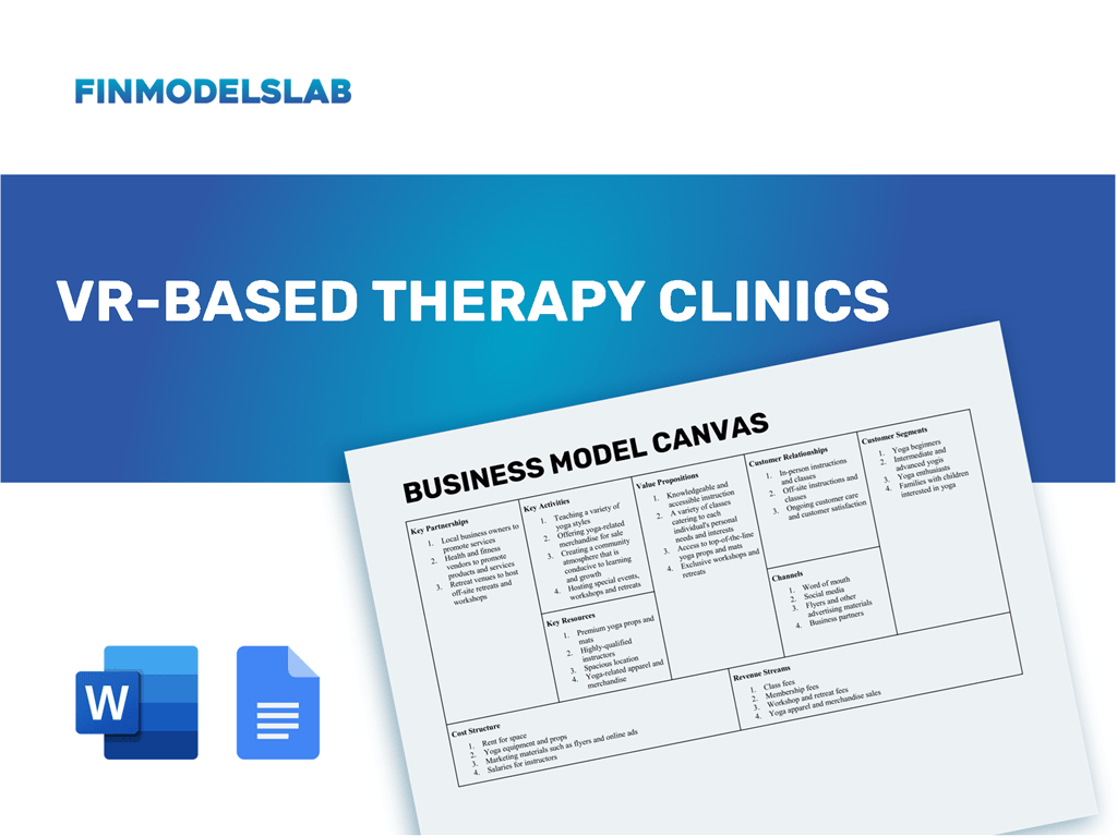 🌟 Unlock the potential of your business idea with our VR-Based Therapy Clinics Business Model Canvas Template in MS Excel! 

👉 Check it out now: finmodelslab.com/products/vr-ba… 

✨ Like & follow for more innovative business tools!

#sidehustle #businessopportunity