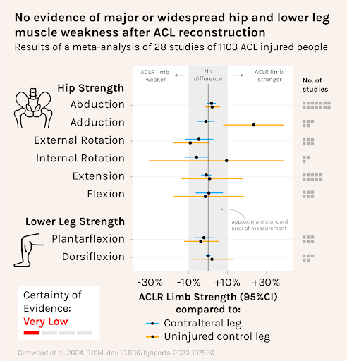 📣 NEW #BJSMBlog on hip and calf muscle strength after ACL injury 🏋️‍♂️ 🔑 #KeyFinding - 'Unlike the quadriceps and hamstrings, we did not find significant or widespread weakness in the hip and lower leg muscles in individuals with ACL injury' 🤔 READ ➡️ bit.ly/4bqcjOv