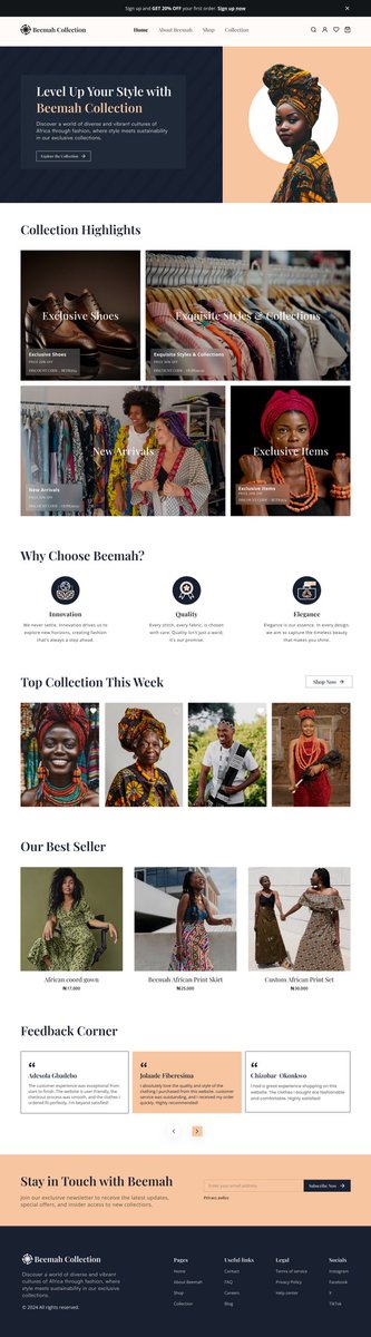 It won't happen overnight but if you quit, it won't happen at all

Day 8 features this design concept for an African fashion collection showcase website ⏬

Have a productive week ahead  💜💛

#uxfoundry #30daysdesignchallenge #uxdesign #uidesign #productdesign #uiuxdesign