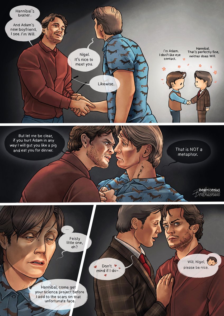 A patron wanted to see Hannigram meet Spacedogs, with a dash of protective big brother Will