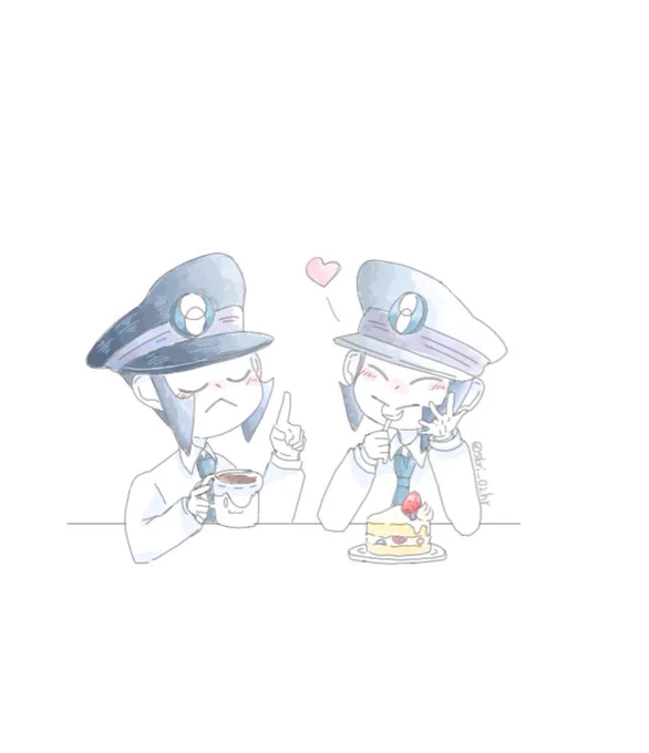 さっきの絵の続き締切は無事間に合い、二人で仲良くおやつにしたそうです〜 