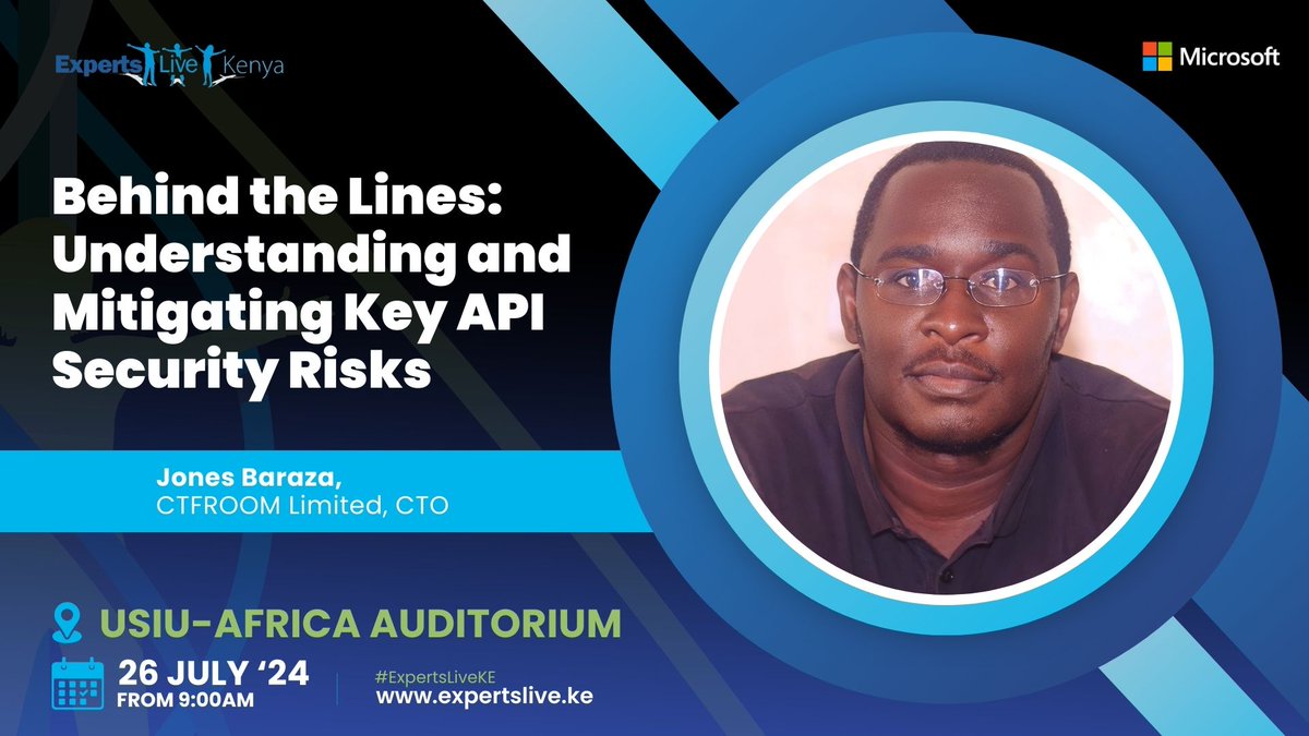 I will be discussing #APISecurity during this year's #ExpertsLiveKE. This will be a technical session where I will demonstrate how easy it is to hack APIs, & how we can mitigate some of these attacks using gateways. Check out the schedule & buy your ticket expertslive.ke/event-schedule/