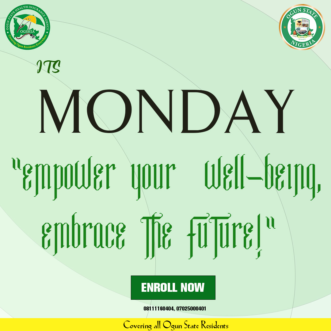 ogshia's tweet photo. Insure your Health with Ogun State Health Insurance Agency (OGSHIA). Health is a form of wealth, plan for your wellbeing today! #health #healthinsurance #ogshia @ogshia @ogsgofficial @ogsghealth @Odunomoadekola @ogunupdate https://t.co/VRCOdHLyNG
