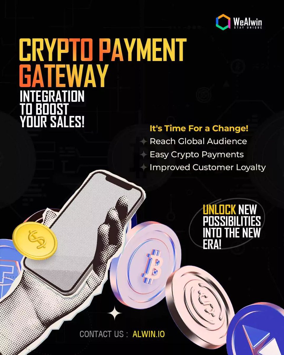 Revolutionize sales with Crypto Payment Integration. Go global, streamline transactions, boost loyalty. Step into the future now! 🌐 

For more: buff.ly/3QRmOCs

Follow @AlwinTechnology ..for more insights.. 🤙