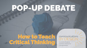Another low-stakes speaking activity is the so called ‘pop-up debate’ where the class is presented with a question, and then spend 10 minutes writing an answer to it. After that, the debate begins, and students simply “pop-up” at their desks to enter into the conversation.