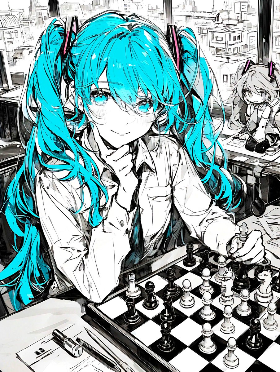 初音ミク５６６ チェスの駒をイイ感じに並べてみた #AIArtwork #AIイラスト #初音ミク #HatsuneMiku