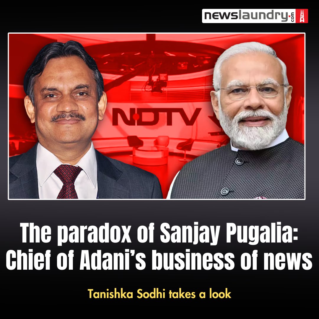 NDTV is seeing a new push for coverage of PM Modi under Sanjay Pugalia, chief of AMG Media Networks, the media wing of billionaire Gautam Adani’s corporate empire. @tanishka_s2 unpacks a bygone era of Sanjay Pugalia's ‘fierce’ journalism newslaundry.com/2024/04/20/the…