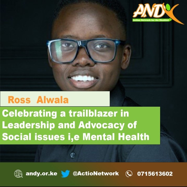 We are thrilled to celebrate Ross Alwala,a young leader at the front line of advocating for youth matters, with over three years experience in activism and advocacy of social issues such as gender inequality and Mental health 
#mentalhealth #MentalHealthServices