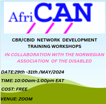 Are you an advocate for Disability Inclusive Development and would wish to develop a Community Based Rehabilitation/Community Based Inclusive Development network? Register for a series of Zoom workshops organized by CAN in collaboration with NAD  ee.kobotoolbox.org/x/mlTY46al