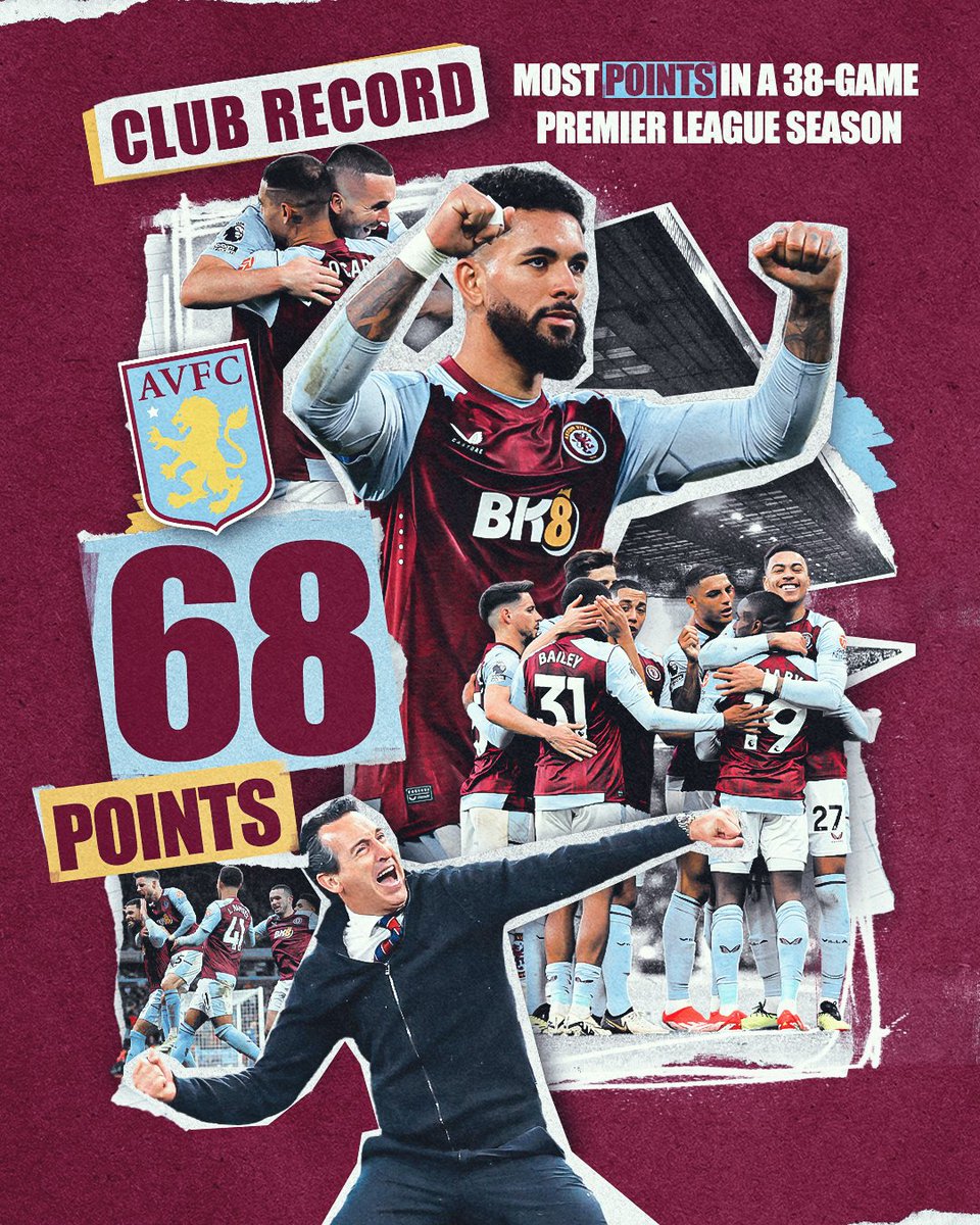 AVFCOfficial's tweet image. 38 games. 20 wins. 68 points.

Aston Villa accumulated more points this season than in any other 38-game @PremierLeague campaign. 🤩