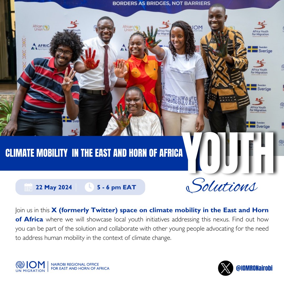 Tune in this Wednesday at 5pm EAT for a thought-provoking discussion on climate mobility in the East and Horn of Africa. Discover existing youth-led initiatives and learn how you can be part of the solution.✅ #ClimateMigration #AfricanYouthVoices x.com/i/spaces/1OyKA…