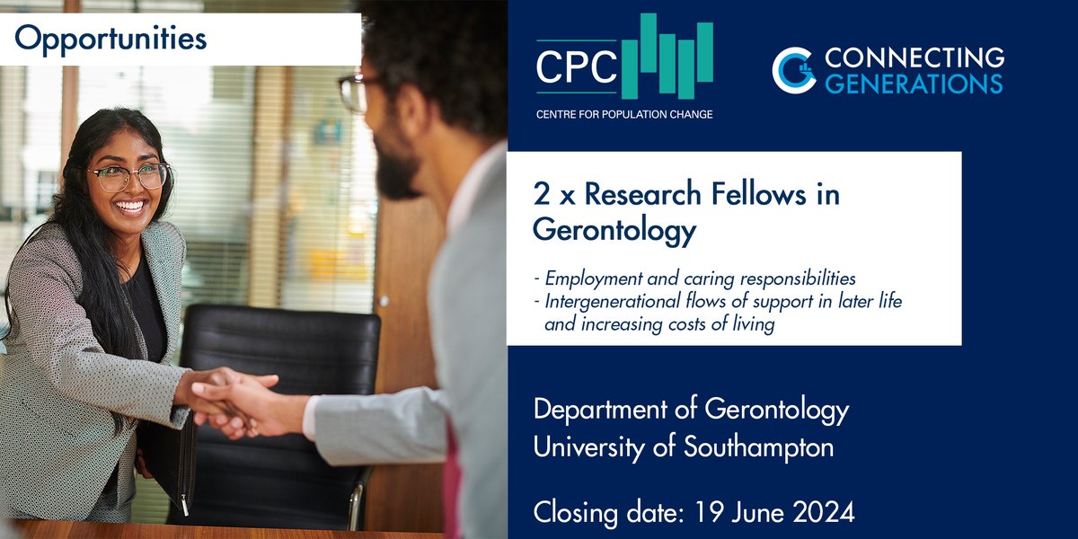 Connecting Generations (@connectinggens) on Twitter photo Come work with us <a href="/ConnectingGens/">Connecting Generations</a> ๐๐
We have TWO #ResearchFellow posts examining:
(i) trends in #employment and #caring responsibilities
(ii) the impact of #costofliving on individuals & families, & the role of #intergenerational support
๐จApply: jobs.soton.ac.uk/Vacancy.aspx?rโฆ Come work with us <a href="/ConnectingGens/">Connecting Generations</a> ๐๐
We have TWO #ResearchFellow posts examining:
(i) trends in #employment and #caring responsibilities
(ii) the impact of #costofliving on individuals & families, & the role of #intergenerational support
๐จApply: jobs.soton.ac.uk/Vacancy.aspx?rโฆ