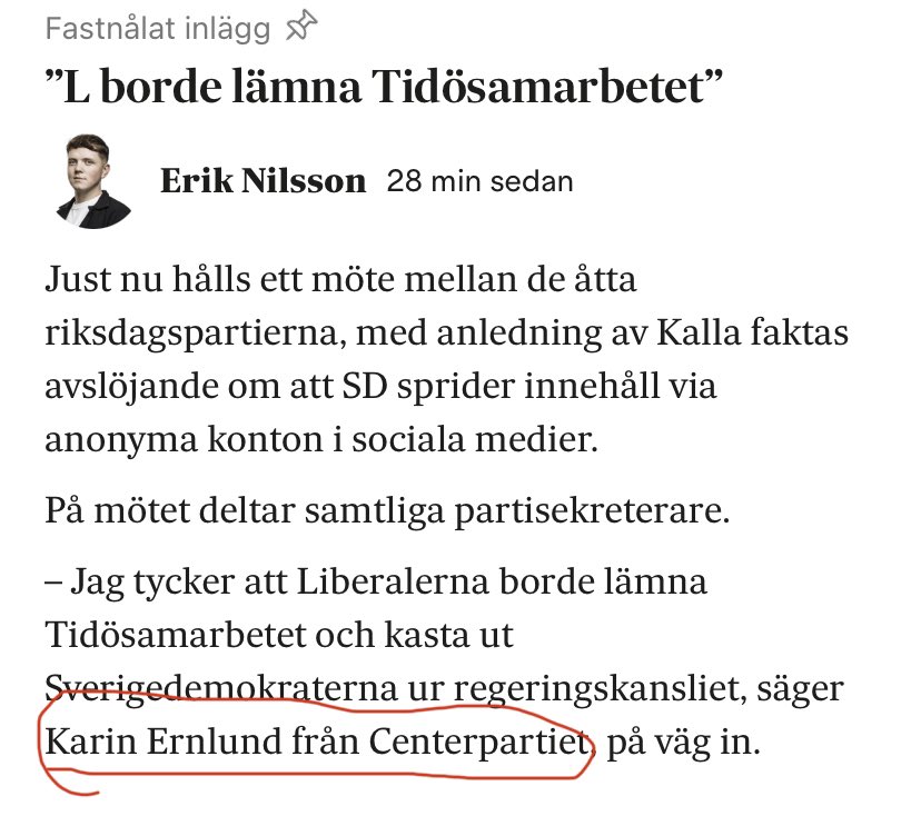 Men givetvis tycker Centern det. Partiet som gått katastrof sedan valet då de satsade på fel häst.