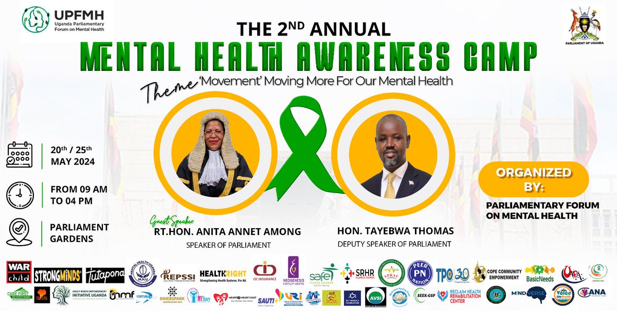 TpoUg's tweet photo. #30YearsofTPOUg This week @TpoUg joins @MinofHealthUG @UPFMH2020 & partners for 2nd Mental Health Camp at @Parliament_Ug gardens. Here is an opportunity to access free counselling services & all inquiries about Mental Health #Movingmoreformentalhealth #30yearsofTransforminglives https://t.co/JN40xoBdBB