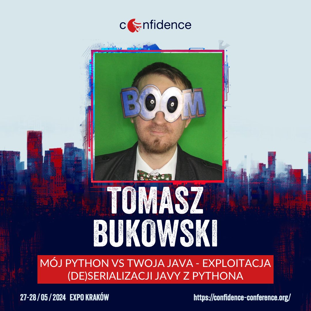 He claims that he has been working in IT security for too long. Tomasz Bukowski <a href="/_keidii/">Keidii / Tomasz Bukowski</a> will share his vast experience, taking you on a journey into binary formats and baroque technologies.

🎫 confidence-conference.org 

#CONFidenceConf #Cybersecurity #Exploitation