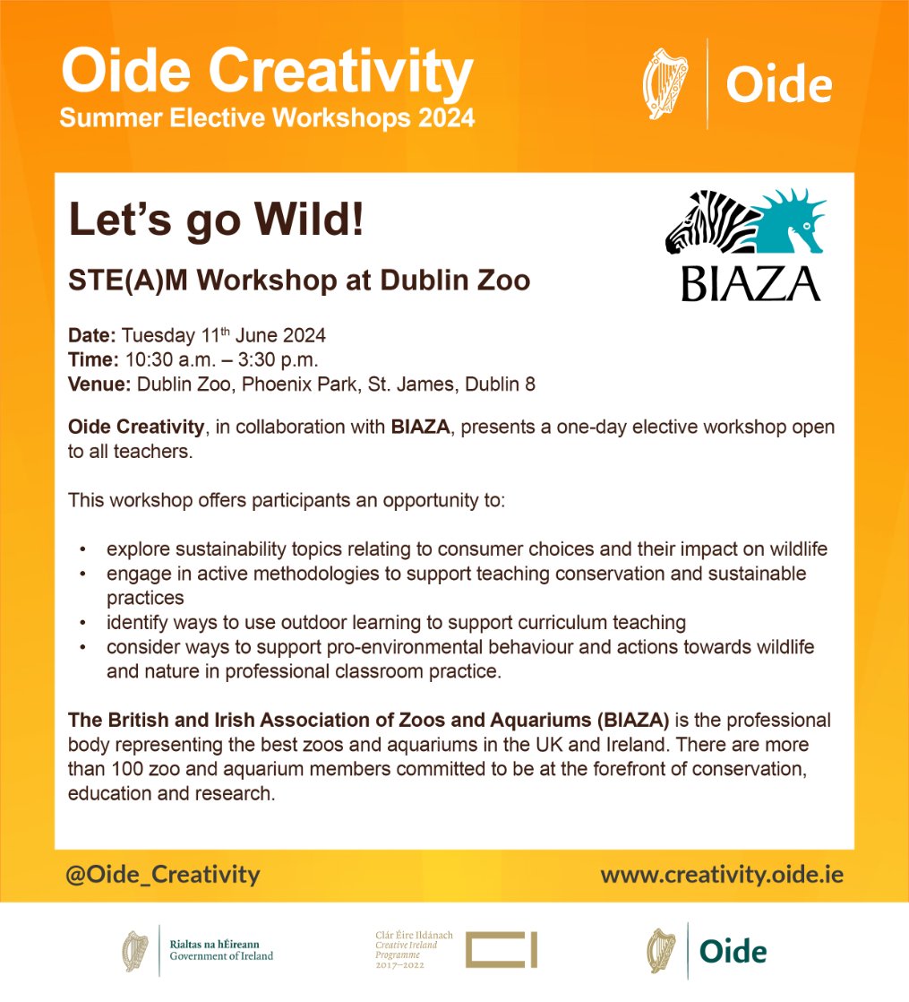 'Let's go Wild!' is one of the summer elective workshops being provided by @Oide_Creativity . Topics like conservation and sustainable practices will be discussed which links to aspects of JC and some SC science subjects! Sign up here 👉 shorturl.at/kouIS
