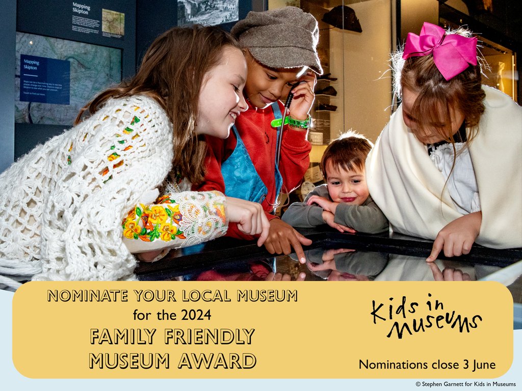 ⏰️ TWO WEEKS TO GO ⏰️

The deadline to nominate a museum for the 2024 #FamilyFriendlyMuseum Award is 5pm on 3 June. Run by Kids in Museums since 2004, the Award celebrates museums large, small and in-between, across the UK. 

Nominate a museum: bit.ly/VoteFFMA