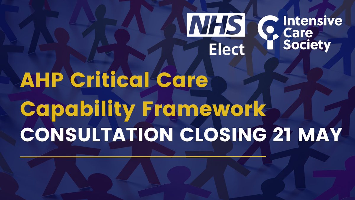 The clock is ticking on the AHP Critical Care Capability Framework public consultation closing tomorrow, so make sure you have your say! 

We welcome feedback from everyone on all elements of the Framework and look forward to hearing what you think.

bit.ly/AHPFramework