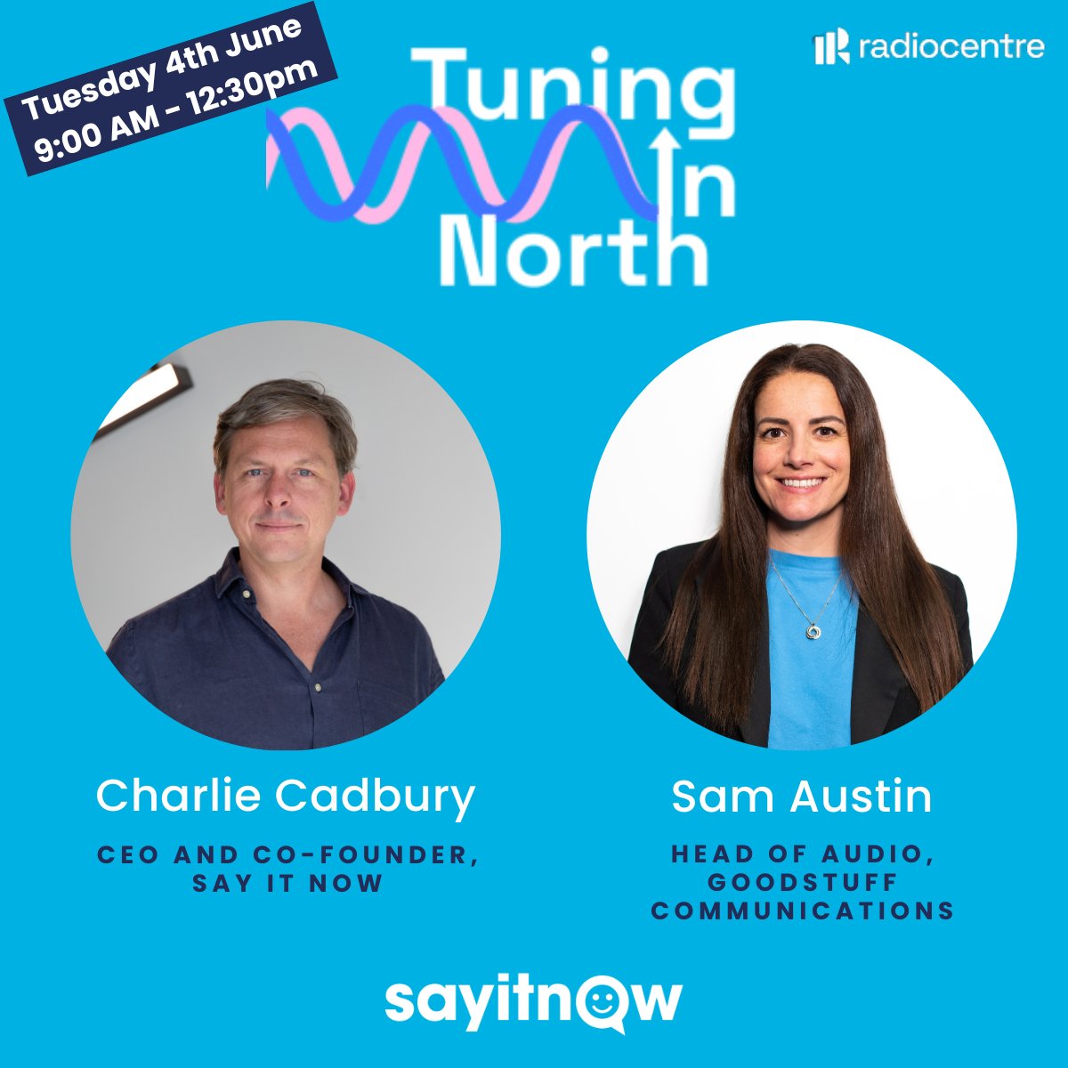 Going to be at Tuning In North?📍

<a href="/CharlesCadbury/">Charles Cadbury</a> will be joined on stage by Sam Austin!

See you there!🤩

<a href="/Radiocentre/">Radiocentre</a> <a href="/Goodstuffers/">Goodstuff</a>

radiocentre.org/tuningin-north…

#SayItNow #ActionableAds #Audio #TuningInNorth #Voice #OVO