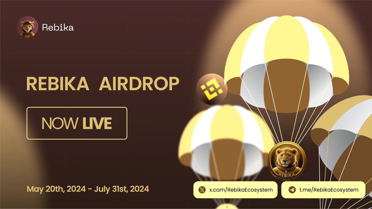📢 The Rebika Airdrop is LIVE!

Earn up to 700,000 $REBIKA Token + Referral Bonuses

Complete simple tasks to earn $REBIKA tokens and have a say in our future decisions. 

Kindly visit our Airdrop page to get started➡️ t.me/RebikaAirdrop_…