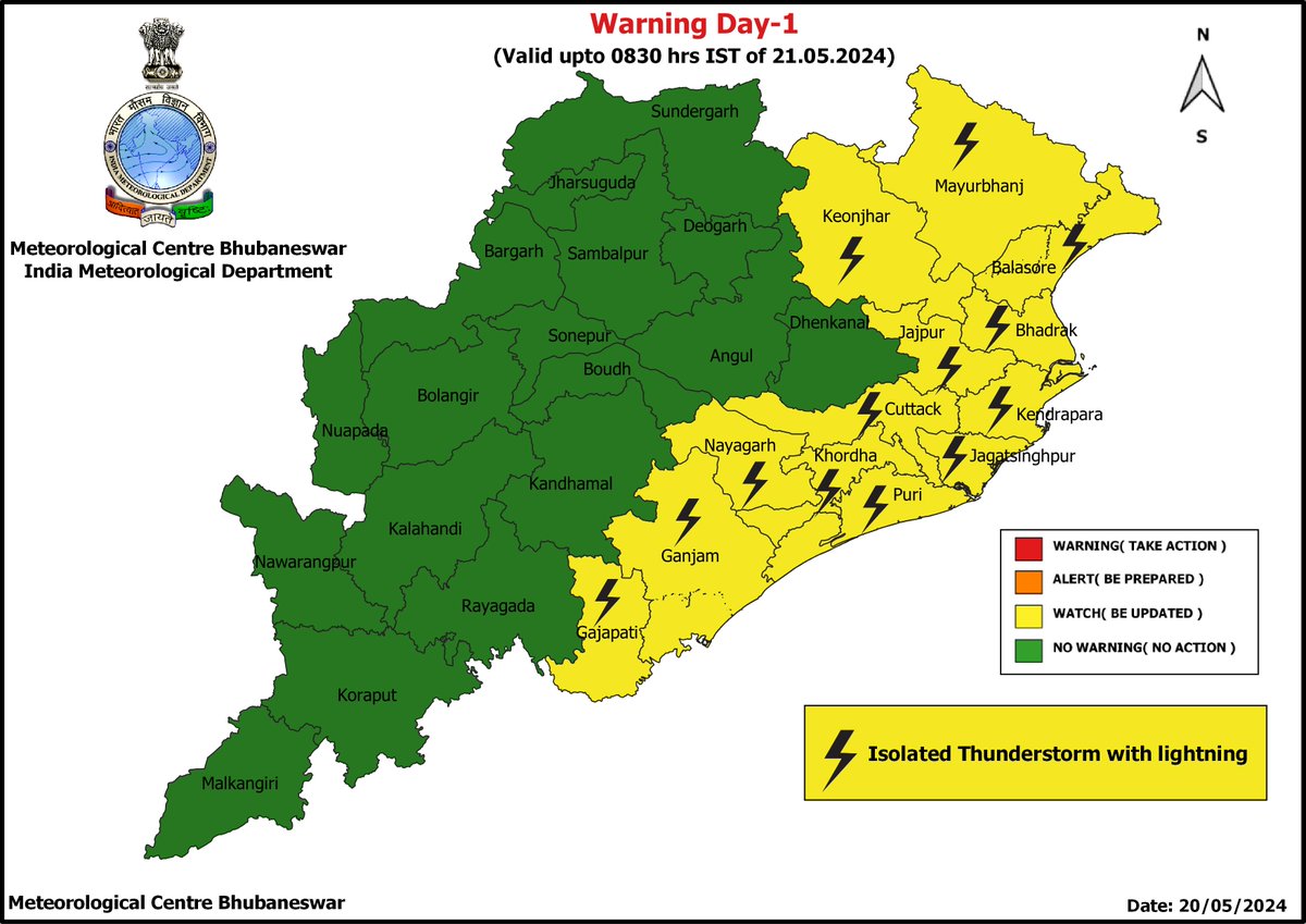 mcbbsr's tweet photo. #TS, #Lightning and #GustyWind Warning for Day-1 to Day-5:- https://t.co/Sk13FfvhnY
