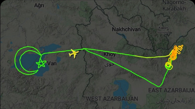 Route of Turkish AKINCI UAV after finding the crashed helicopter in Iran.