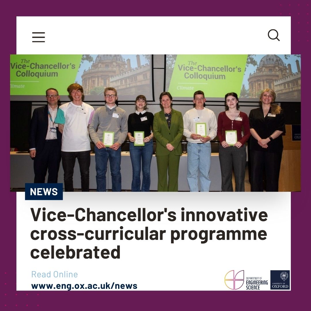 News🚨The first ‘Vice-Chancellor’s Colloquium’ brought together 200 undergraduates and Oxford’s world-leading academics tackle the global climate crisis.🌱 Emphasising cross-curricular skills, students collaborated on various innovative projects. ➡️eng.ox.ac.uk/news/vice-chan…