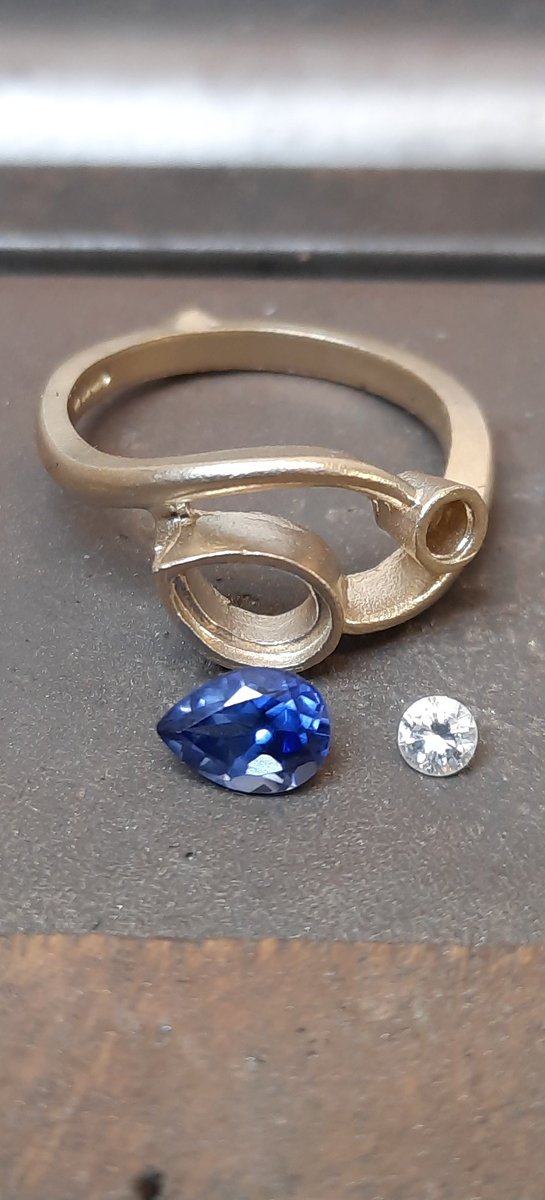 The ring has just arrived in from being cast in 9ct, now to finish, polish and set the stunning sapphire and diamond. #Elevenseshour #ShopQuirkyHour #SmartNetworking  #BizHour #inbizhour #CraftBizParty #UKGiftHour #Bizbubble #Dorchester #SBS