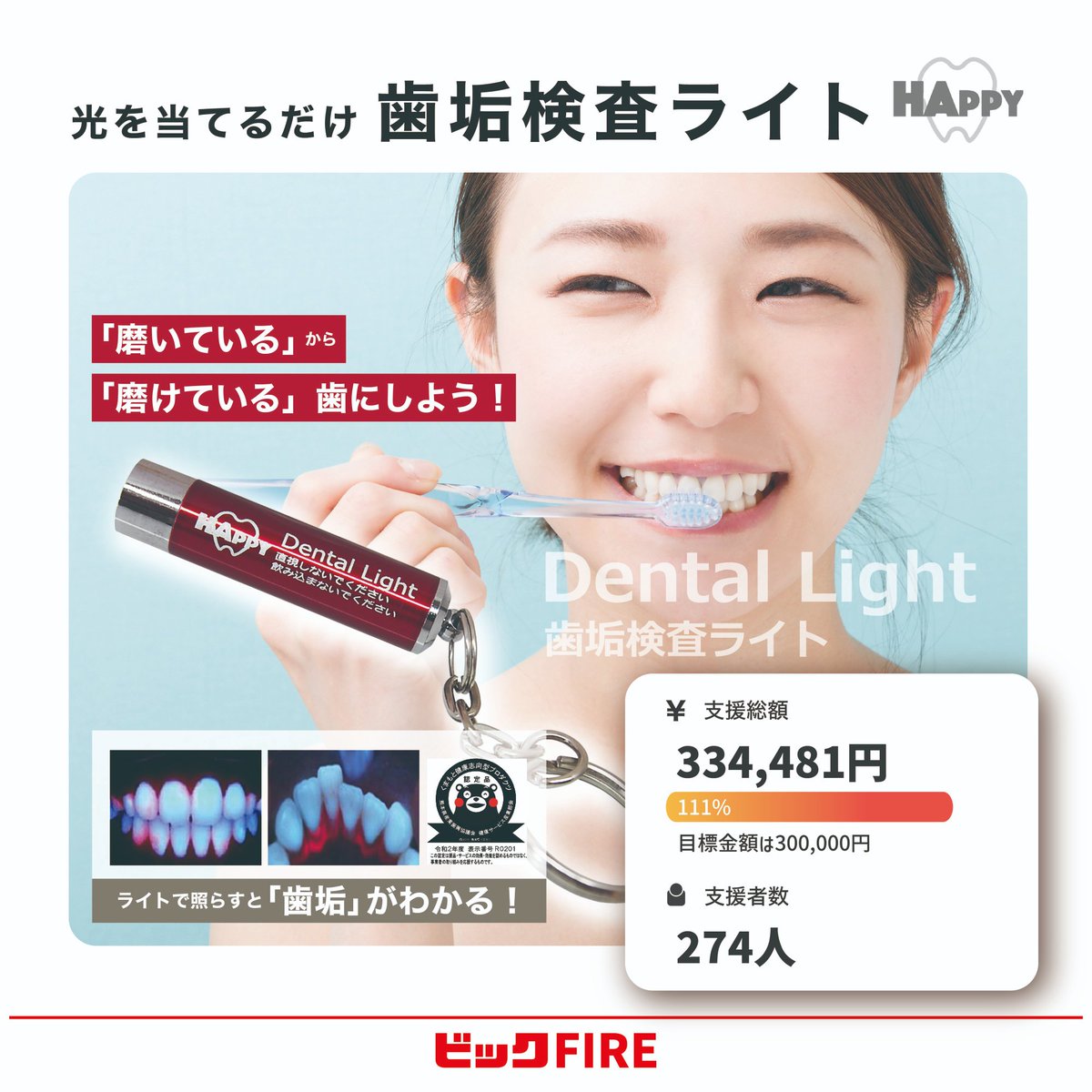 biccameraE's tweet image. 「磨いている」から「磨けている」へ
光を当てるだけで、歯垢の付着状態を客観的に確認可能✨
「客観的に確認・可視化」した上で歯を磨く習慣を！
＃虫歯 ＃歯と口の健康週間  #ハチマルニイマル
biccamera.com/bc/item/104863…