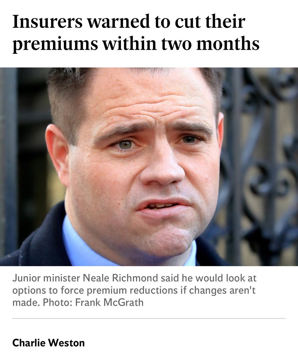 “Insurance industry bosses have been given two months to cut premiums after being summoned to a government minister’s office and told to pass on savings to consumers and businesses.”

#InsuranceReform 

independent.ie/irish-news/ins…