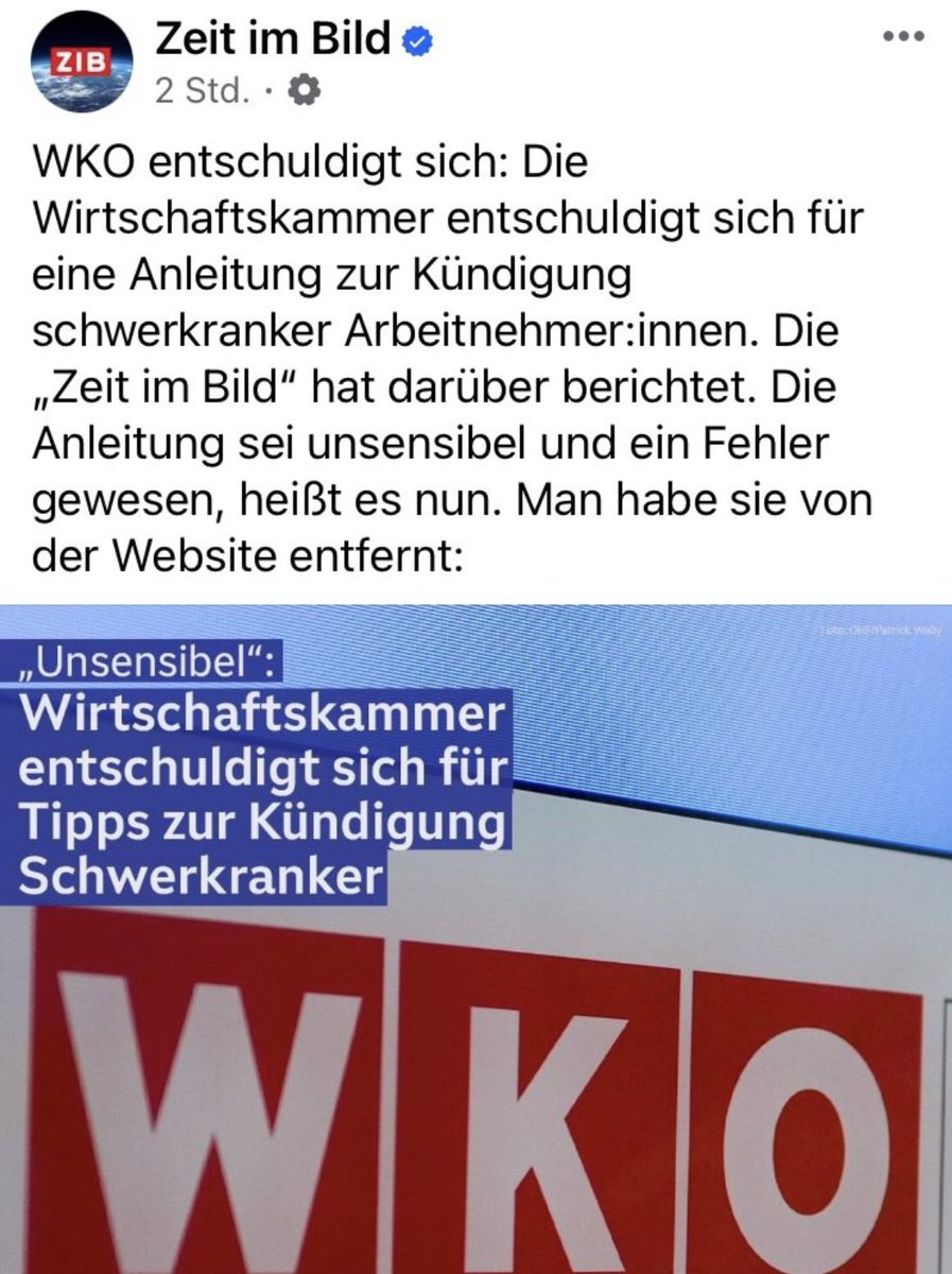 Der Ordnung halber. Die @WKOe gesteht den Fehler ein. Wirklich gutgemacht kann er nur werden, wenn diese Tipps komplett in der Versenkung verschwenden, wenn also kein Arbeitgeber mehr in diesem Sinne „beraten“ wird.