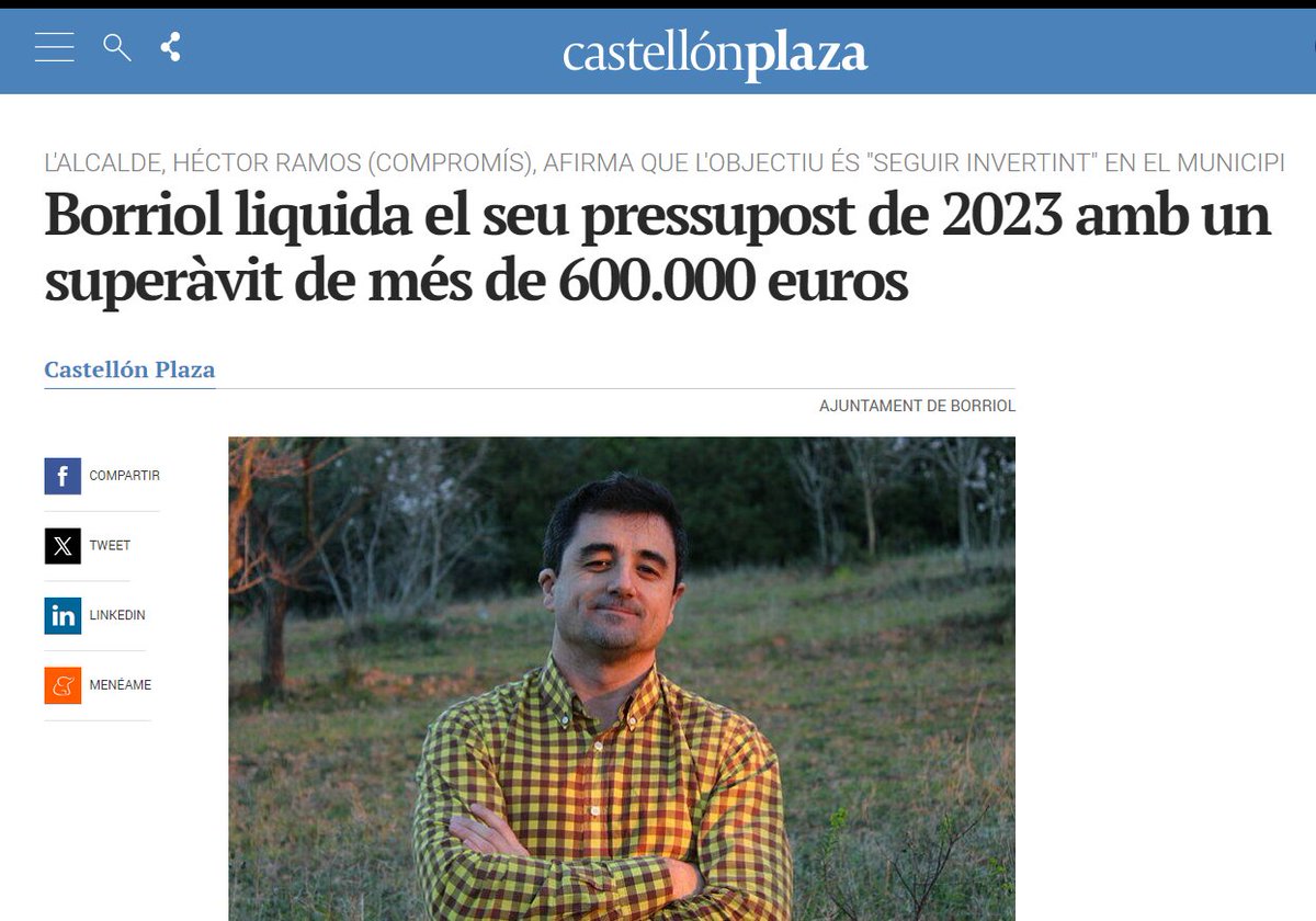 compromisbrriol's tweet image. Borriol va tancar 2023 amb un superàvit de més de 600 mil euros
 
Ramos: “Anem a seguir gestionant amb responsabilitat els diners de totes i tots per no tornar a èpoques passades”
 
#Borriol
#SeguimFentPoble
#GovernsAmbCompromís