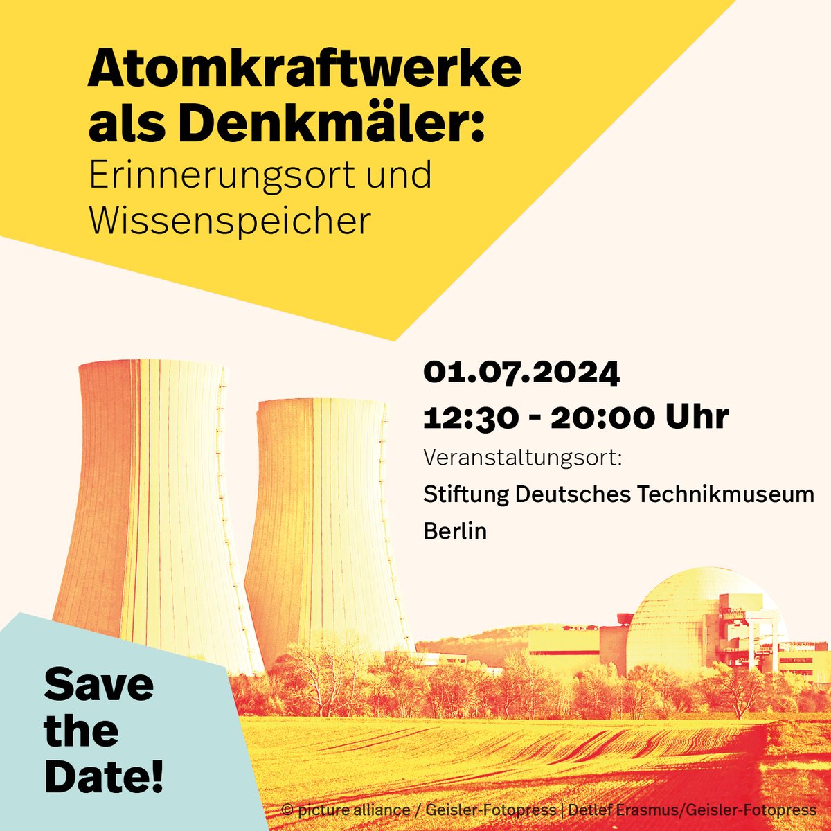 📢 Safe the Date! Am 1.7. laden @BASE_bund , @uni_kassel und das Deutschen Technikmuseum zu einer öffentlichen Fachtagung nach Berlin. Thematisch geht es um einen umfassenden Blick auf eine mögliche Nachnutzung von ehemaligen Atomkraftwerken beispielsweise als Denkmal #Atomkraft