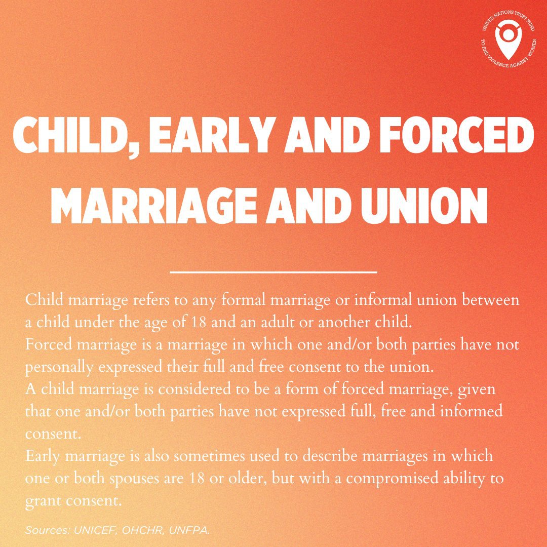 Young women and girls are at heigthened risk of facing harmful practices. Child, early and forced marriage is one of them. This has to end today. ✋