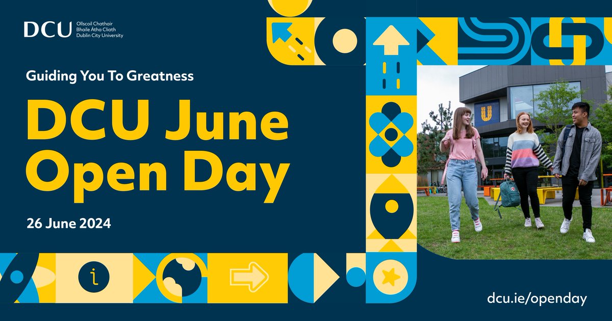 Our final Open Day of the school year is just around the corner! Have last minute questions about your future at DCU? Join us on our Glasnevin Campus, from 10am on June 26th. Check out the full schedule and register now at dcu.ie/openday #DCUJuneOpenDay @TeamDCU