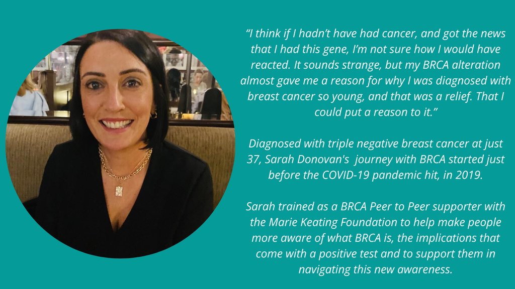 To read more about Sarah and our other amazing BRCA Peer to Peer Support volunteers or to reach out for more information on this service. Click this link mariekeating.ie/brcasupport/ #BRCA #BRCASUPPORT