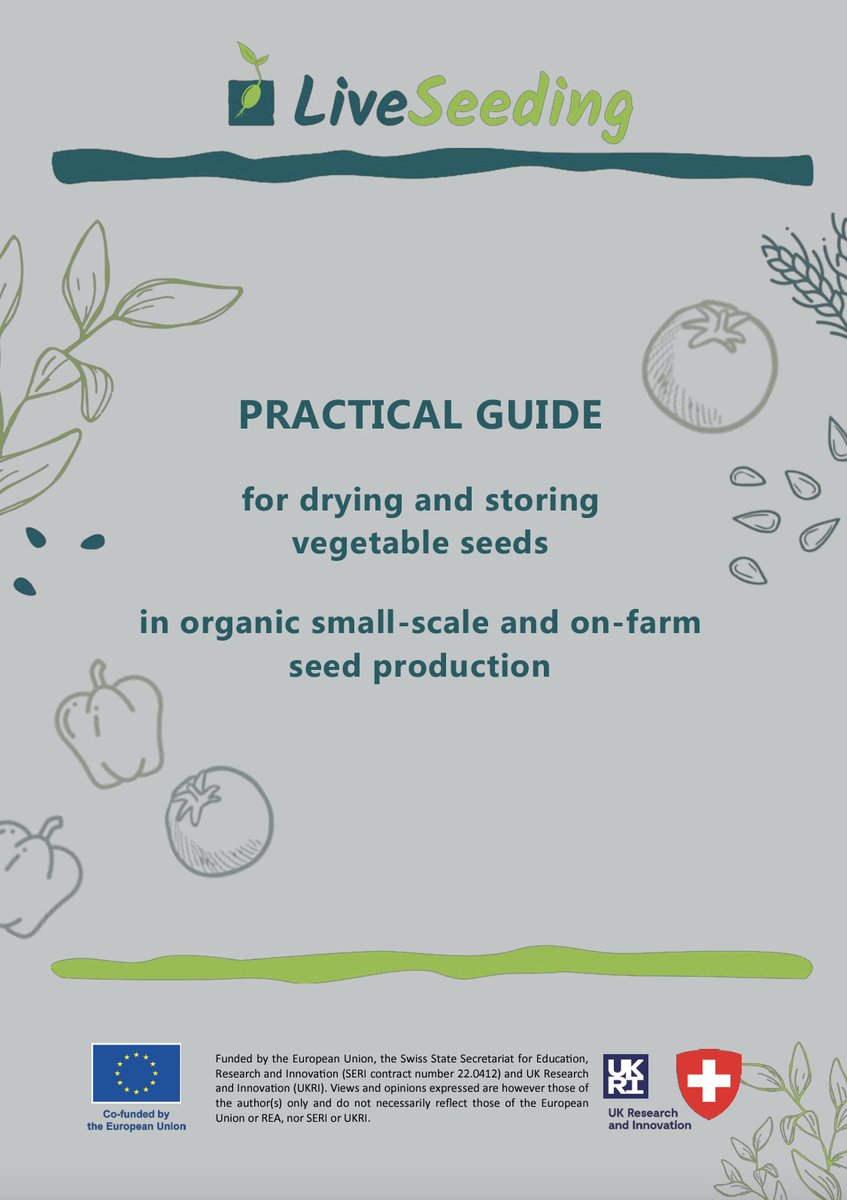 LiveSeeding has developed a Practical Guide for drying and storing vegetable #seeds in organic small-scale and on-farm seed production which proposes cost and time-saving solutions and practical examples for on-farm drying and storage! Download it here ⬇️ liveseeding.eu/liveseeding-bo…