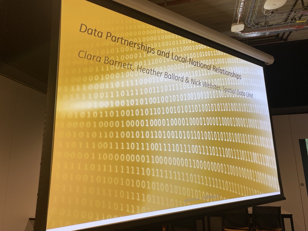 GM_Infogov's tweet photo. 📣Its time for the last speakers from the Spatial Data Unit. Nick Webster, Sian Teesdale and Louise Jakobsson.
Sharing 'Data Partnerships and Local-National Relationships'
#DataPerspectives #gmanalysts @GMAnalysts #GMMeetUp11 https://t.co/D7dIeO3gOR