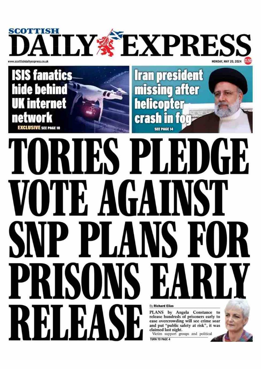 🗞️ The SNP have failed to get on top of rising crime and are now planning to release hundreds of prisoners early. The public must not be put at risk as a result of SNP incompetence. The @ScotTories will vote against this reckless move.
