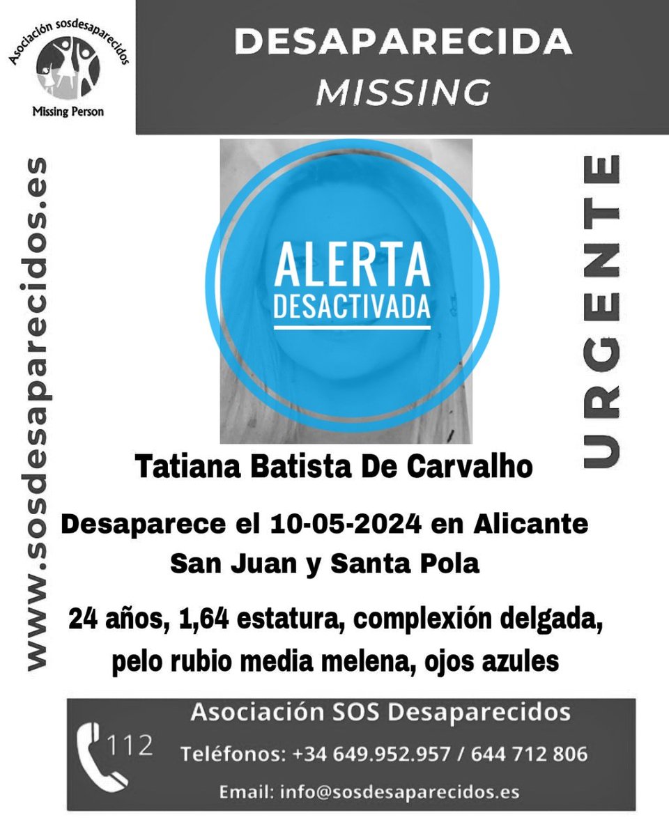🔕 DESACTIVADA Localizada gracias a vuestra ayuda en la difusión #sosdesaparecidos #Desaparecido #Missing #España #Alicante Fuente: sosdesaparecidos Síguenos @sosdesaparecido