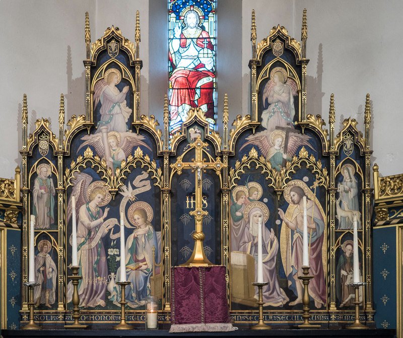 The beautiful Reredos of the former convent chapel of All Hallows, Ditchingham.
This religious house played a major role in the revival of religious life within the Anglican Church during the 19th Century as a result of the Oxford Movement.
The convent closed in 2018.