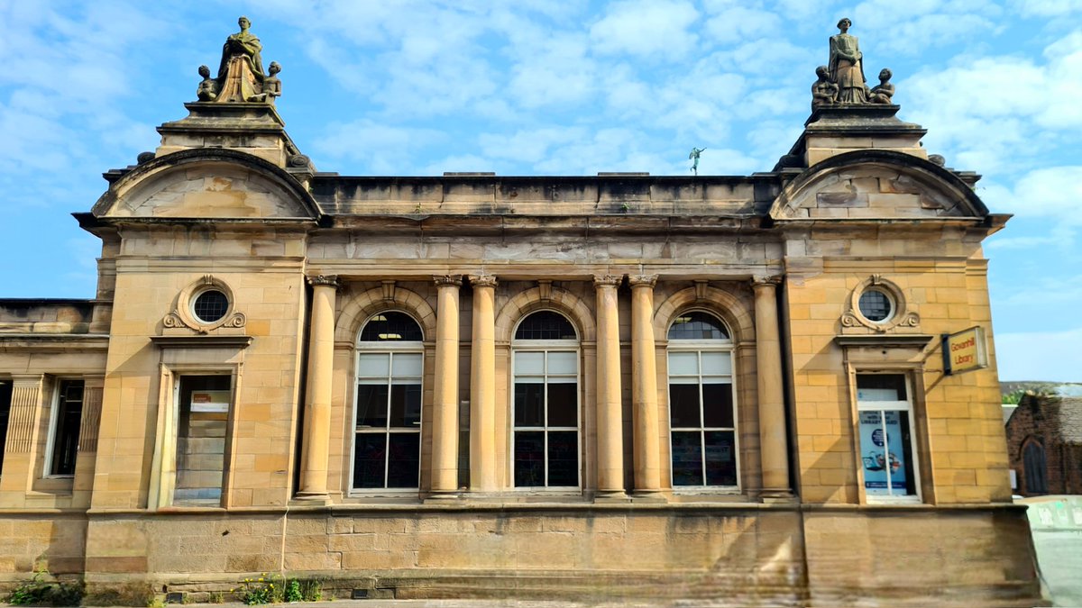 Govanhill and Crosshill Public Library on Calder Street in Glasgow. Designed in an Edwardian Baroque style by James R. Rhind, and featuring statues by James Kellock Brown, it was opened in 1906. #glasgow #govanhill #architecture #glasgowbuildings #publiclibrary