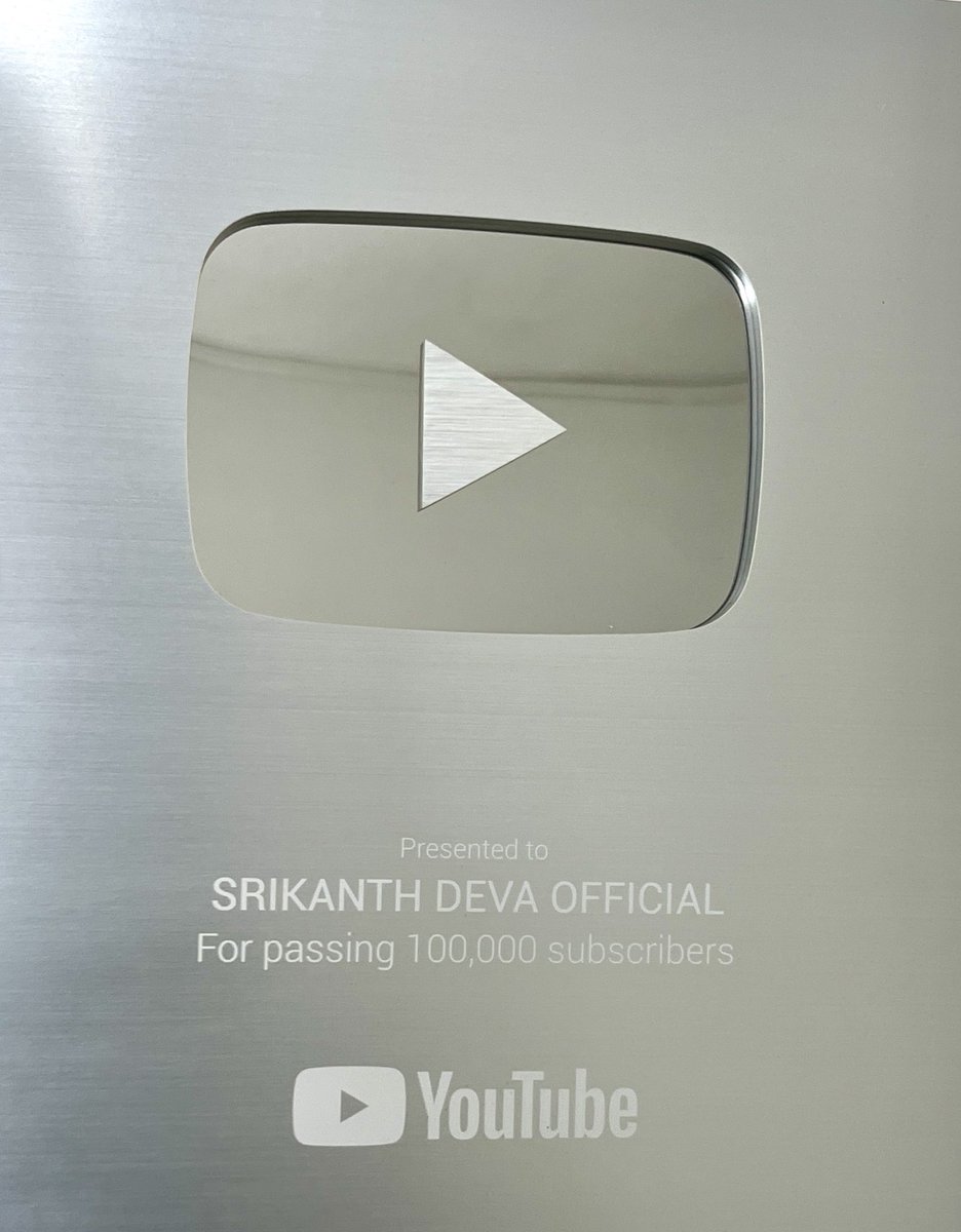 🫰🏻I just wanted to take a moment to express my deepest gratitude to all of you, my incredible followers, fans, and supporters. ♥️Words can’t fully capture how thankful I am for each and every one of you. #youtube #silverbutton #100ksubscribers #srikanthdeva