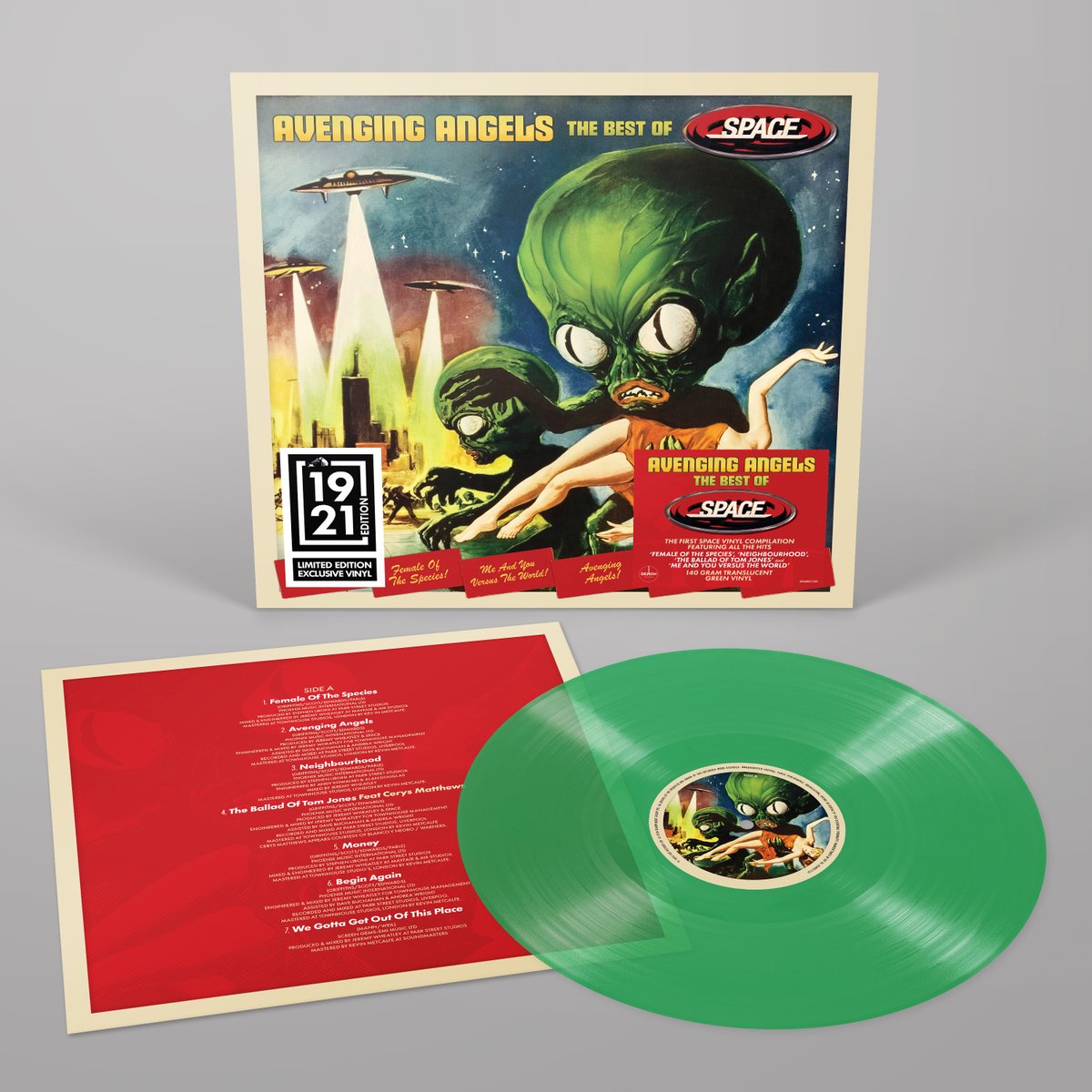 Avenging Angels: The Best of Space is the first vinyl compilation featuring all hits. Pressed on 140g translucent green vinyl, this 1921 Edition is exclusive to #hmvvinylweek and will be available in-store and online June 15. Visit the hmv website for more info. #hmvlovesvinyl