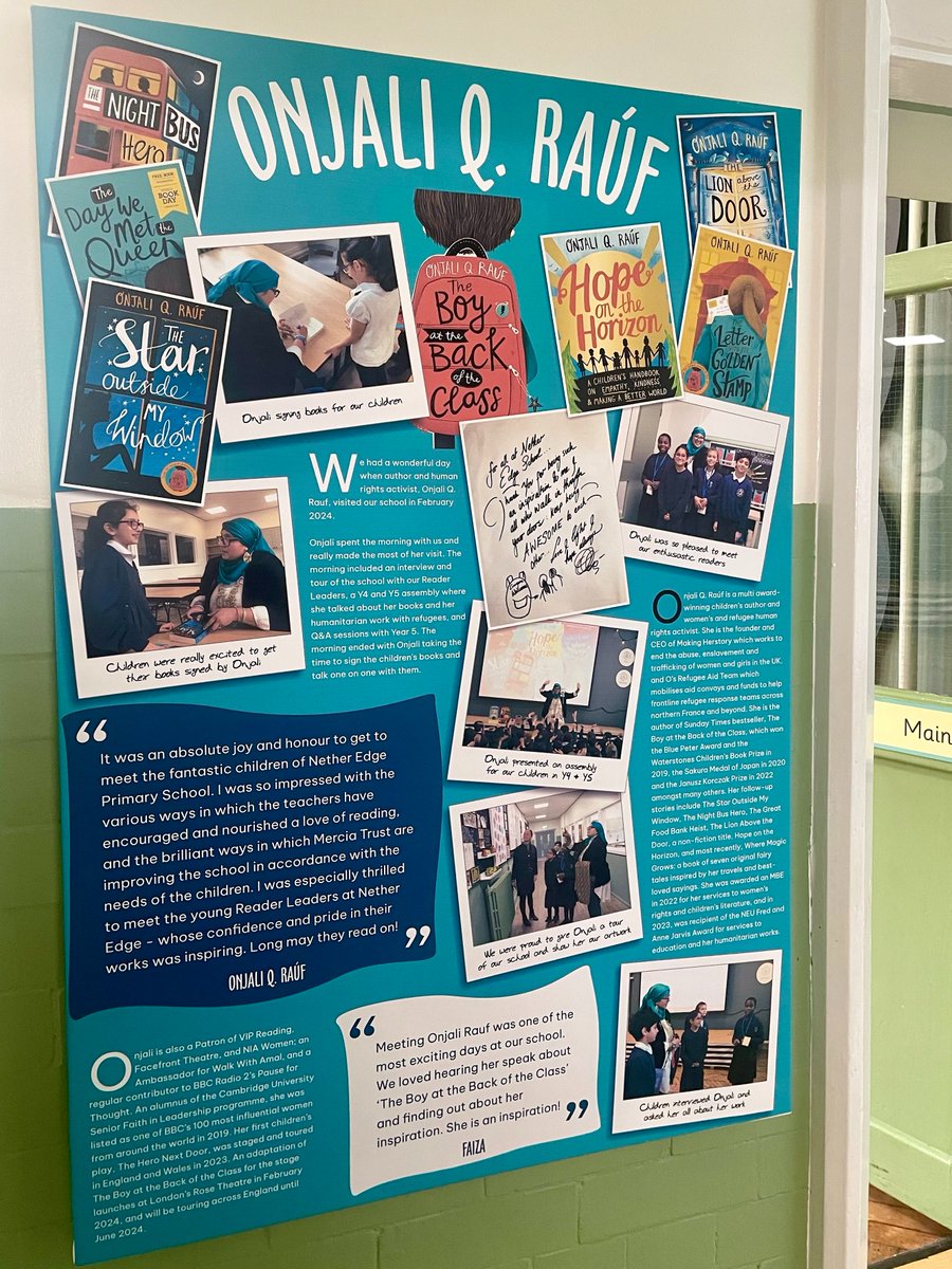 Nether Edge Primary School (@netheredgehead) on Twitter photo We now have a permanent reminder of when the FABULOUS <a href="/OnjaliRauf/">onjali rauf</a> visited our school and inspired all of us! 😍 <a href="/orionbooks/">Orion Publishing</a>
Thanks <a href="/MerciaTrust/">Mercia Learning Trust</a> for making this for us! We now have a permanent reminder of when the FABULOUS <a href="/OnjaliRauf/">onjali rauf</a> visited our school and inspired all of us! 😍 <a href="/orionbooks/">Orion Publishing</a>
Thanks <a href="/MerciaTrust/">Mercia Learning Trust</a> for making this for us!
