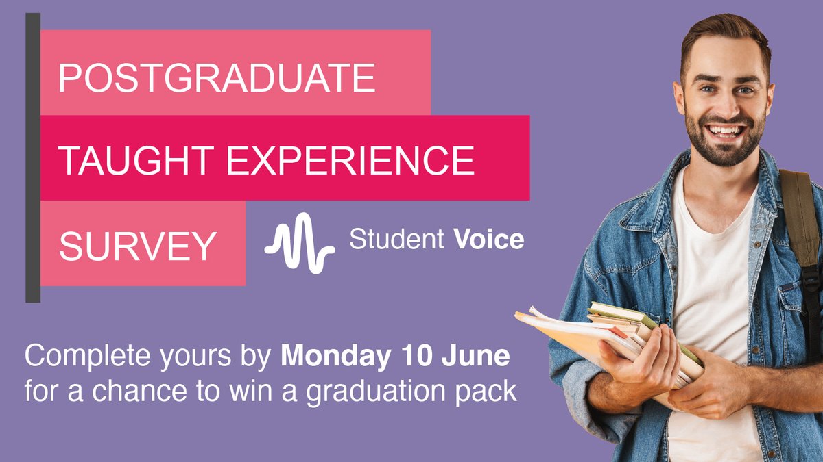 The Postgraduate Taught Experience Survey is here 📣. Check your inbox for your invitation 📧. Want a chance of winning the ultimate graduation pack? Complete the survey by 10 June to be entered 🎓. Find out more: orlo.uk/2Mssh