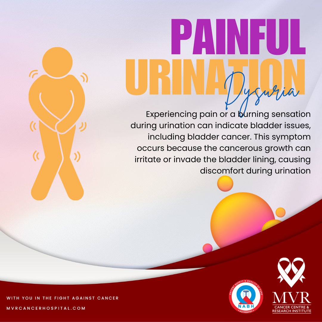 MVRCancerCentre's tweet photo. May is Bladder Cancer Awareness Month! 💛🎗️ Early detection is crucial. Let's spread the word & save lives by increasing awareness about the signs of bladder cancer
🚨 Know the Signs and Symptoms:
Blood in Urine
Frequent Urination
Painful Urination
Back Pain
Urgency
#mvrccri https://t.co/D8giC4bLoU