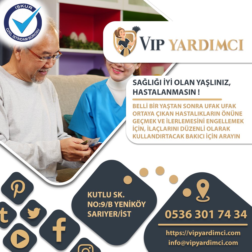 Vip Yardımcı +905363017434
Sağlığı iyi olan yaşlınız hastalanmasın !

vipyardimci.com/yatili-yasli-b…

#bakicibul #hastabakici #yatalakhasta #yabancibakici #hastabakıcı #yatilibakici #yaslibakici #hemsire #turkmenbakici #ozbekbakici #kozyatagi #zekeriyakoybakici #yatılıhastabakıcı